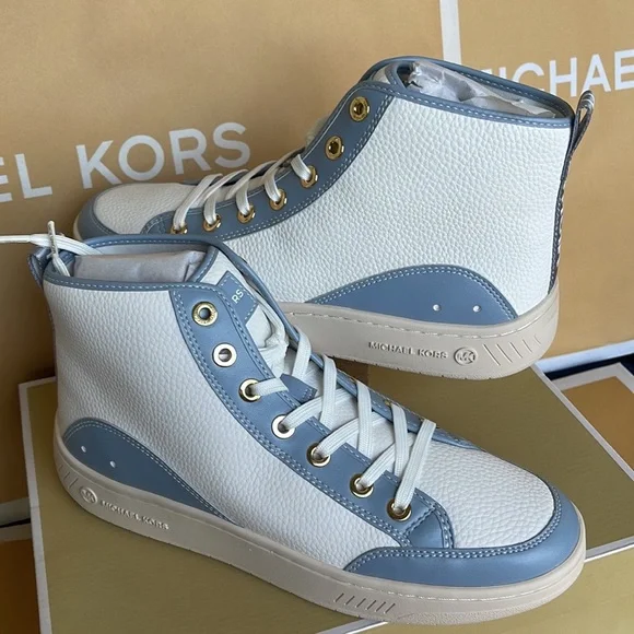 MICHAEL KORS
SHEA MID HIGH TOP
FAUX LEATHER
49F3SHFESL
PALE BLUE 
NEW - Picture 9 of 16